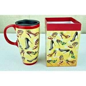 Cypress Home Tall Ceramic Travel/Latte Mug With Lid 17 Oz W/Box